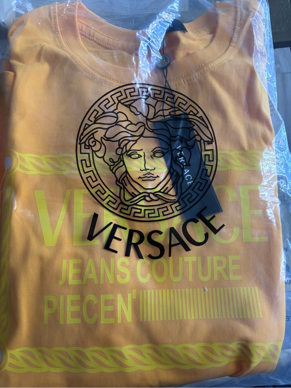 Source Unknown Yellow Versace Jeans Couture Graphic Short Sleeve Tee